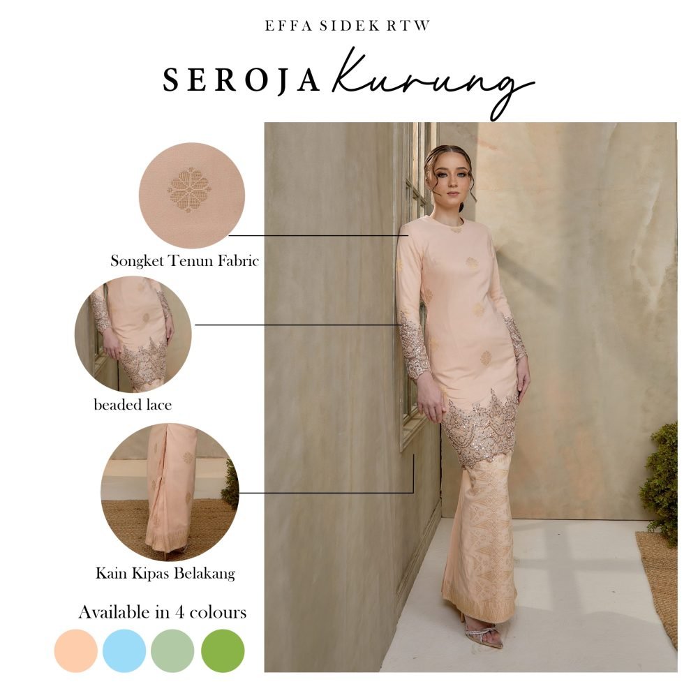 Seroja Songket Kurung in Salmon