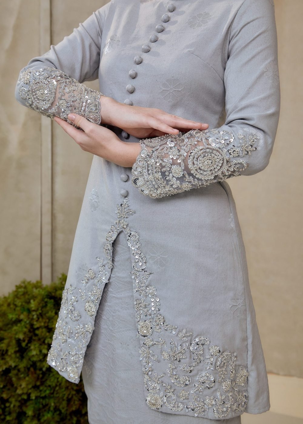 Saloma Songket Kebarung in Grey