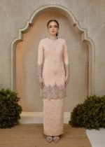 Seroja Songket Kurung in Salmon