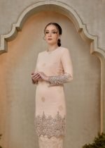 Seroja Songket Kurung in Salmon