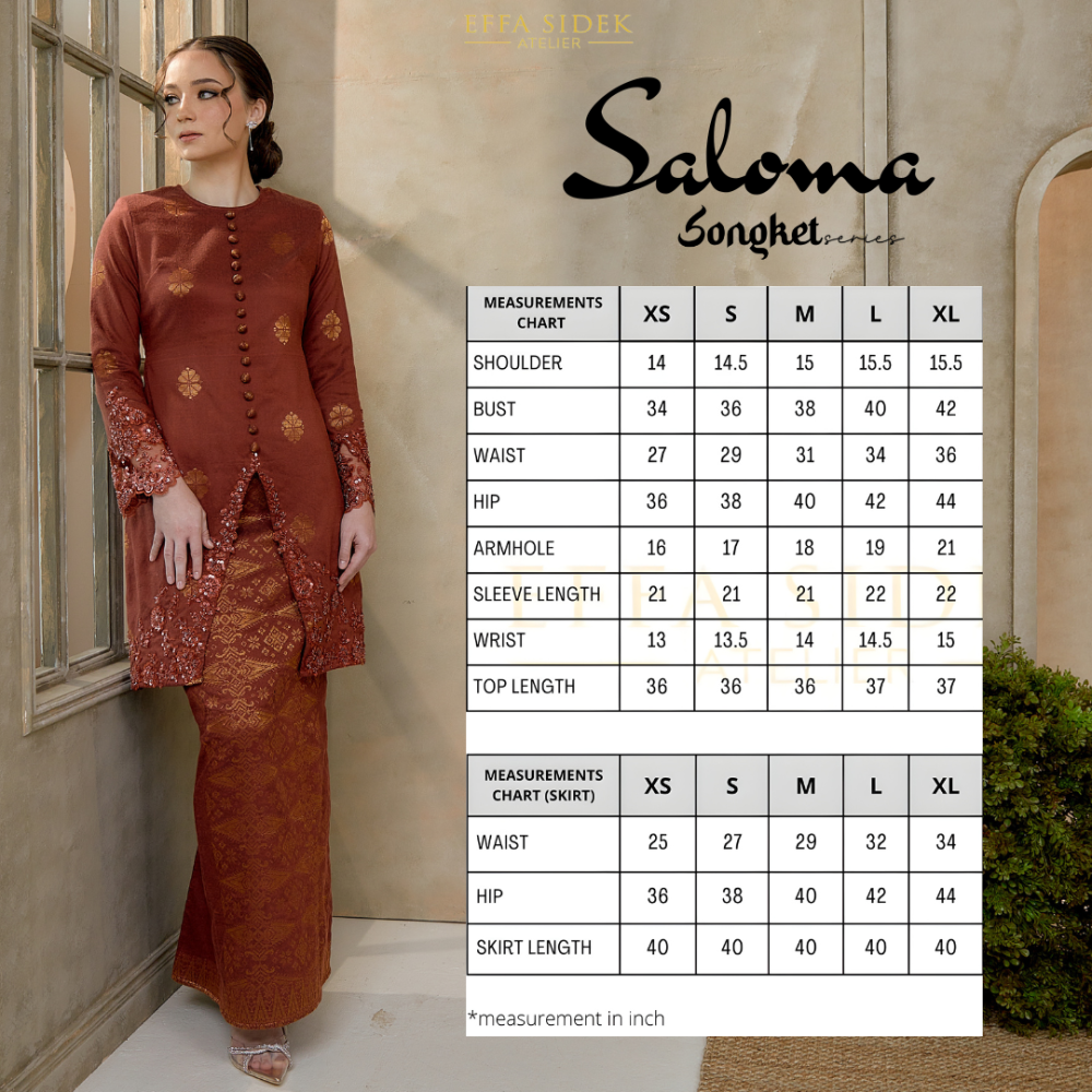 Saloma Songket Kebarung in Brick Orange